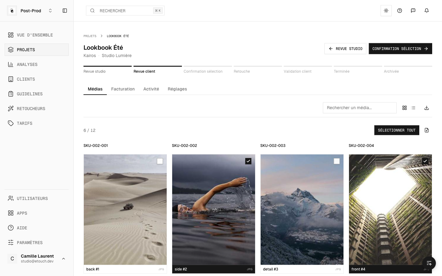 La sélection des photos