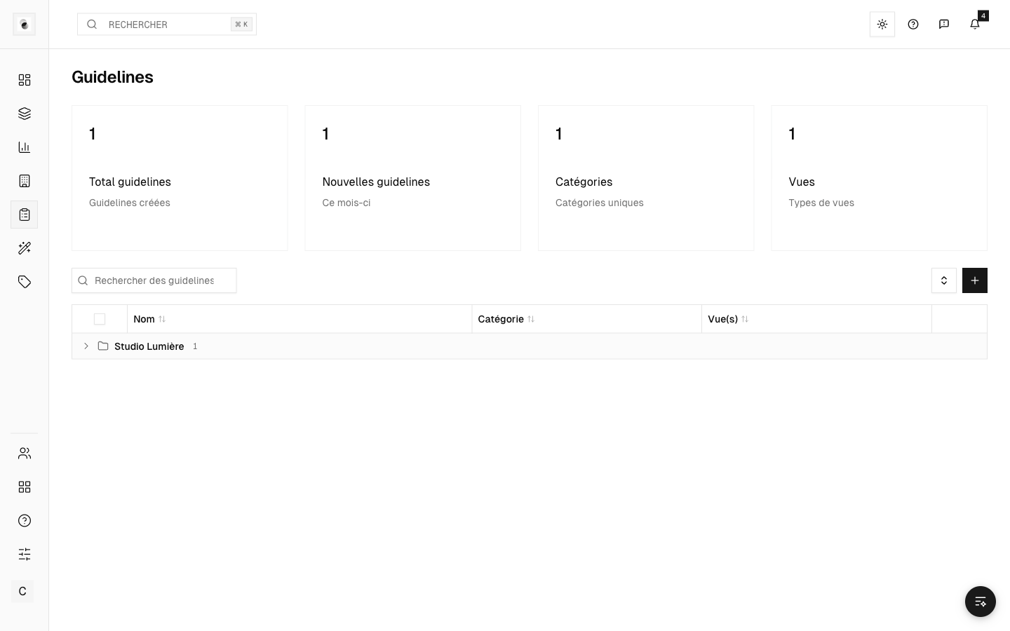 La page des guidelines