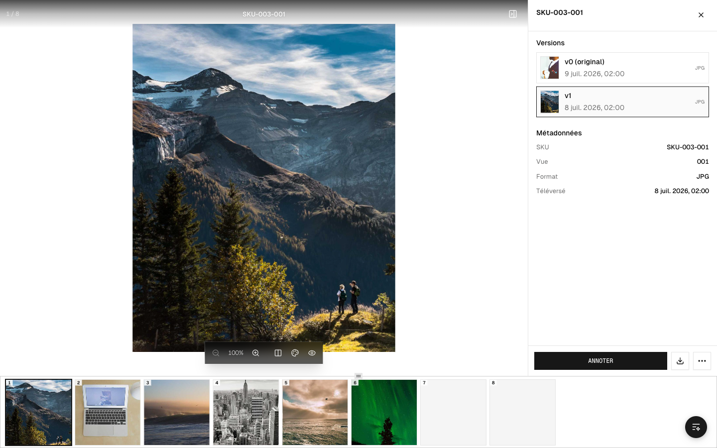 Les versions successives d'une photo, de l'original aux retouches